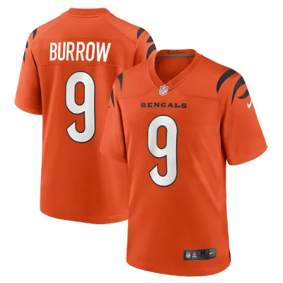 Men's Cincinnati Bengals Joe Burrow Orange Game Jersey 01