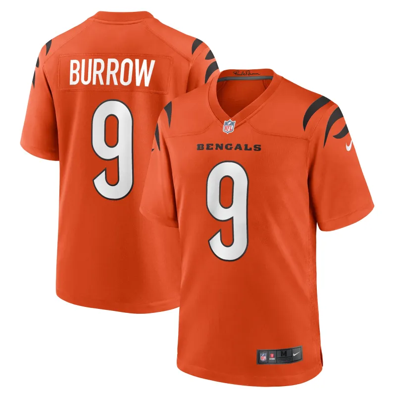 Men's Cincinnati Bengals Joe Burrow Orange Game Jersey