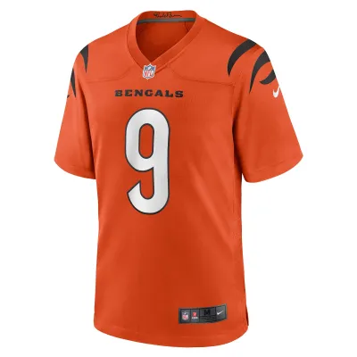 Men's Cincinnati Bengals Joe Burrow Orange Game Jersey 02