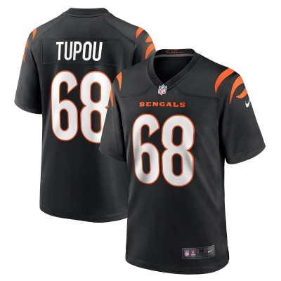 Men's Cincinnati Bengals Josh Tupou Black Game Player Jersey 01