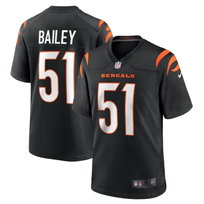 Men's Cincinnati Bengals Markus Bailey Black Game Jersey 01