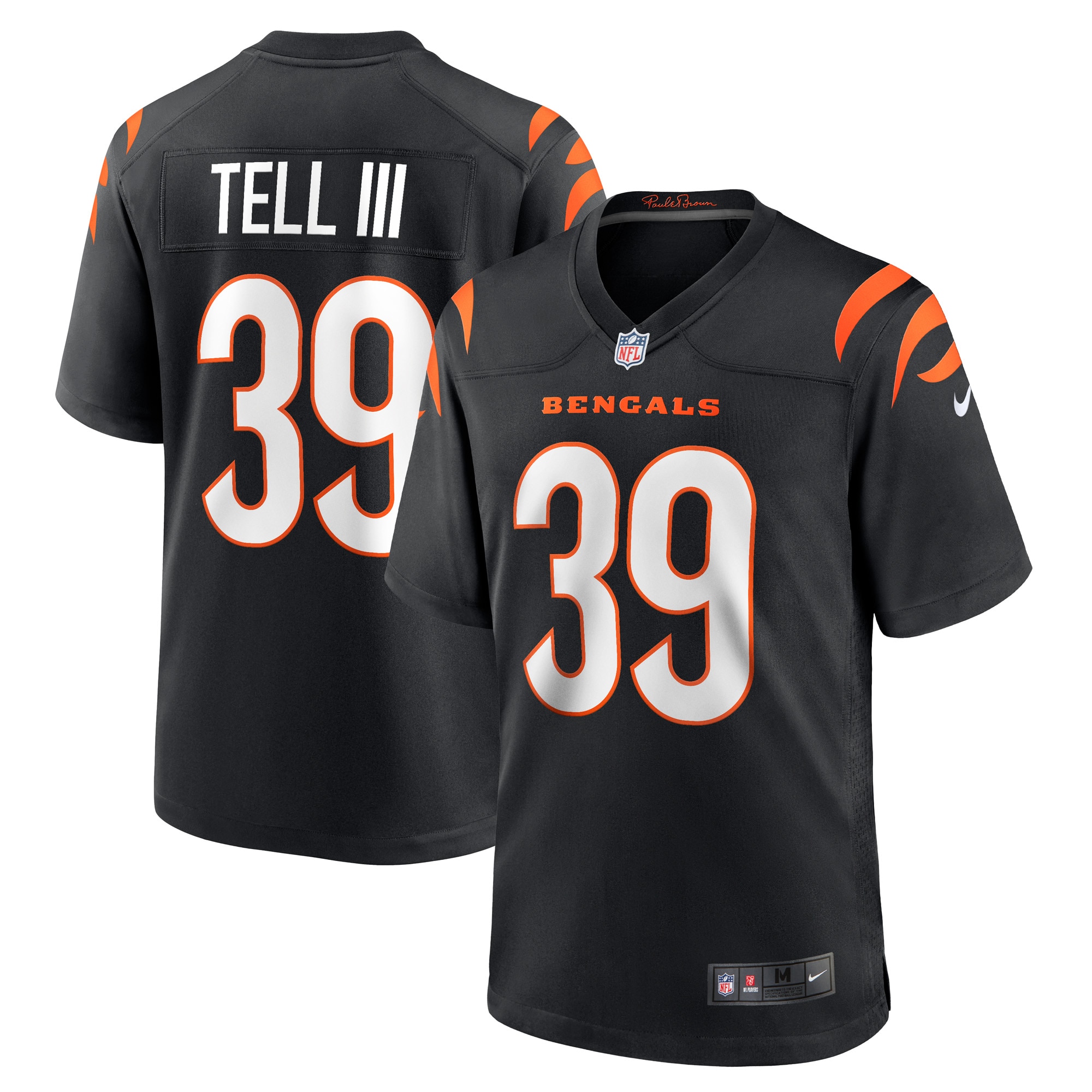 Men's Cincinnati Bengals Marvell Tell III Black Game Player Jersey