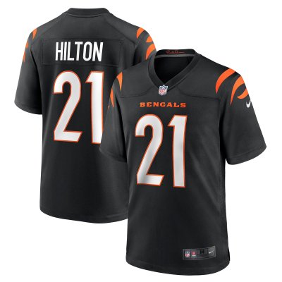Men's Cincinnati Bengals Mike Hilton Black Game Player Jersey 01
