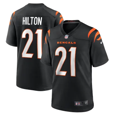 Men's Cincinnati Bengals Mike Hilton Black Game Player Jersey 01