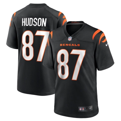Men's Cincinnati Bengals Tanner Hudson Black Home Game Player Jersey 01