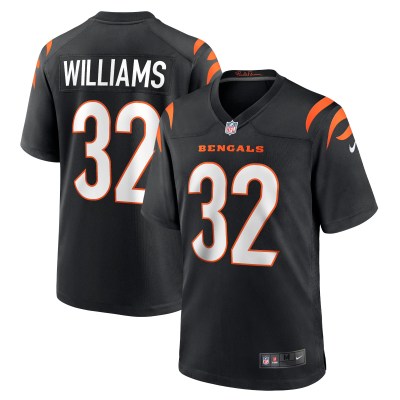 Men's Cincinnati Bengals Trayveon Williams Black Game Jersey 01