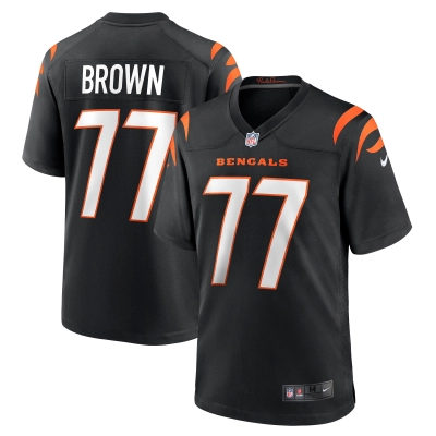 Men's Cincinnati Bengals Trent Brown Black Game Jersey 01