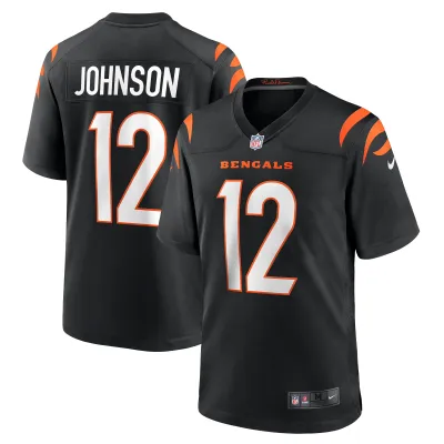 Men's Cincinnati Bengals Tyron Johnson Black Home Game Player Jersey 01