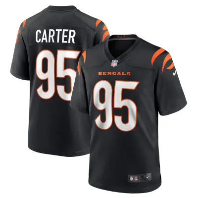 Men's Cincinnati Bengals Zach Carter Black Game Player Jersey 01