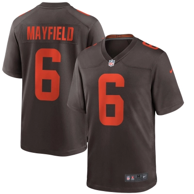 Men's Cleveland Browns Baker Mayfield Brown Alternate Game Jersey 01
