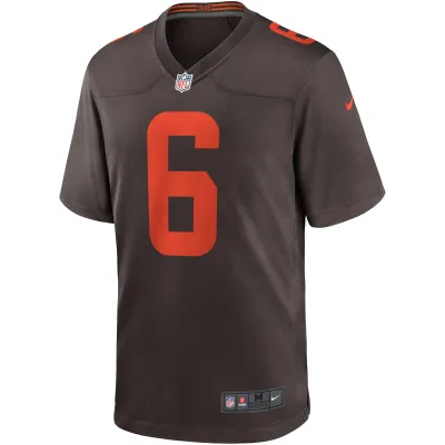 Men's Cleveland Browns Baker Mayfield Brown Alternate Game Jersey 02