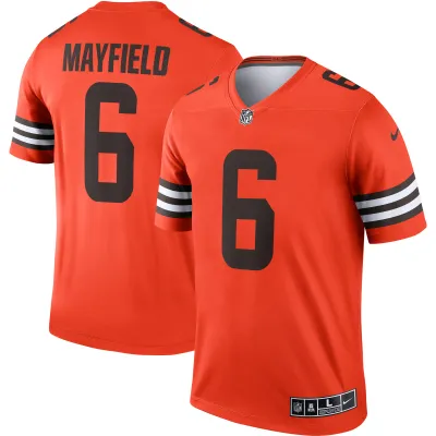Men's Cleveland Browns Baker Mayfield Orange Inverted Legend Jersey 01
