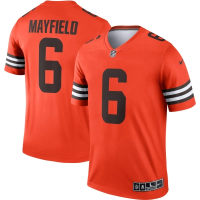 Men's Cleveland Browns Baker Mayfield Orange Inverted Legend Jersey 01