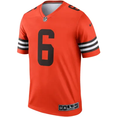 Men's Cleveland Browns Baker Mayfield Orange Inverted Legend Jersey 02