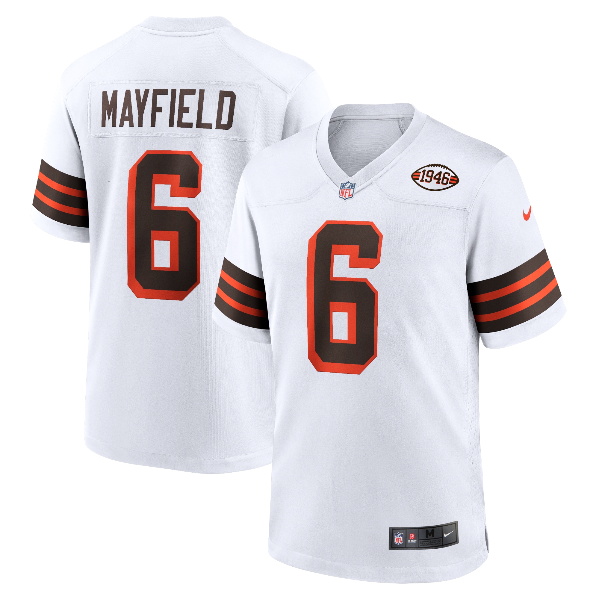 Men's Cleveland Browns Baker Mayfield White 1946 Collection Alternate Game Jersey