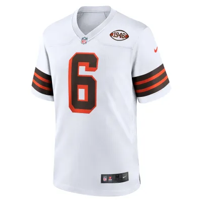 Men's Cleveland Browns Baker Mayfield White 1946 Collection Alternate Game Jersey 02