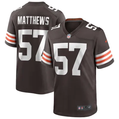 Men's Cleveland Browns Clay Matthews Brown Game Retired Player Jersey 01