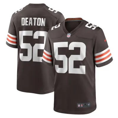 Men's Cleveland Browns Dawson Deaton Brown Game Player Jersey 01