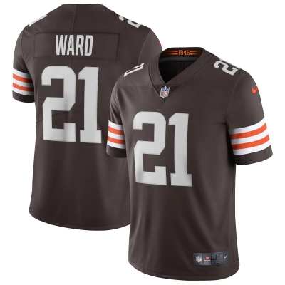 Men's Cleveland Browns Denzel Ward Brown Vapor Limited Jersey 01