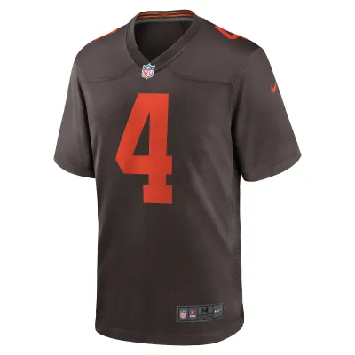 Men's Cleveland Browns Deshaun Watson Brown Alternate Game Jersey 02