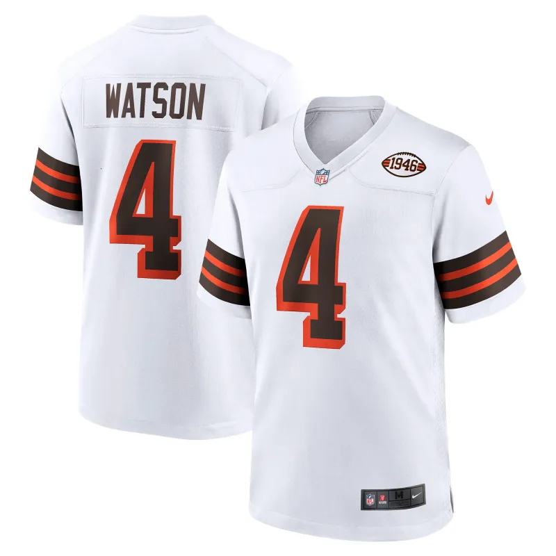 Men's Cleveland Browns Deshaun Watson White Alternate Game Jersey