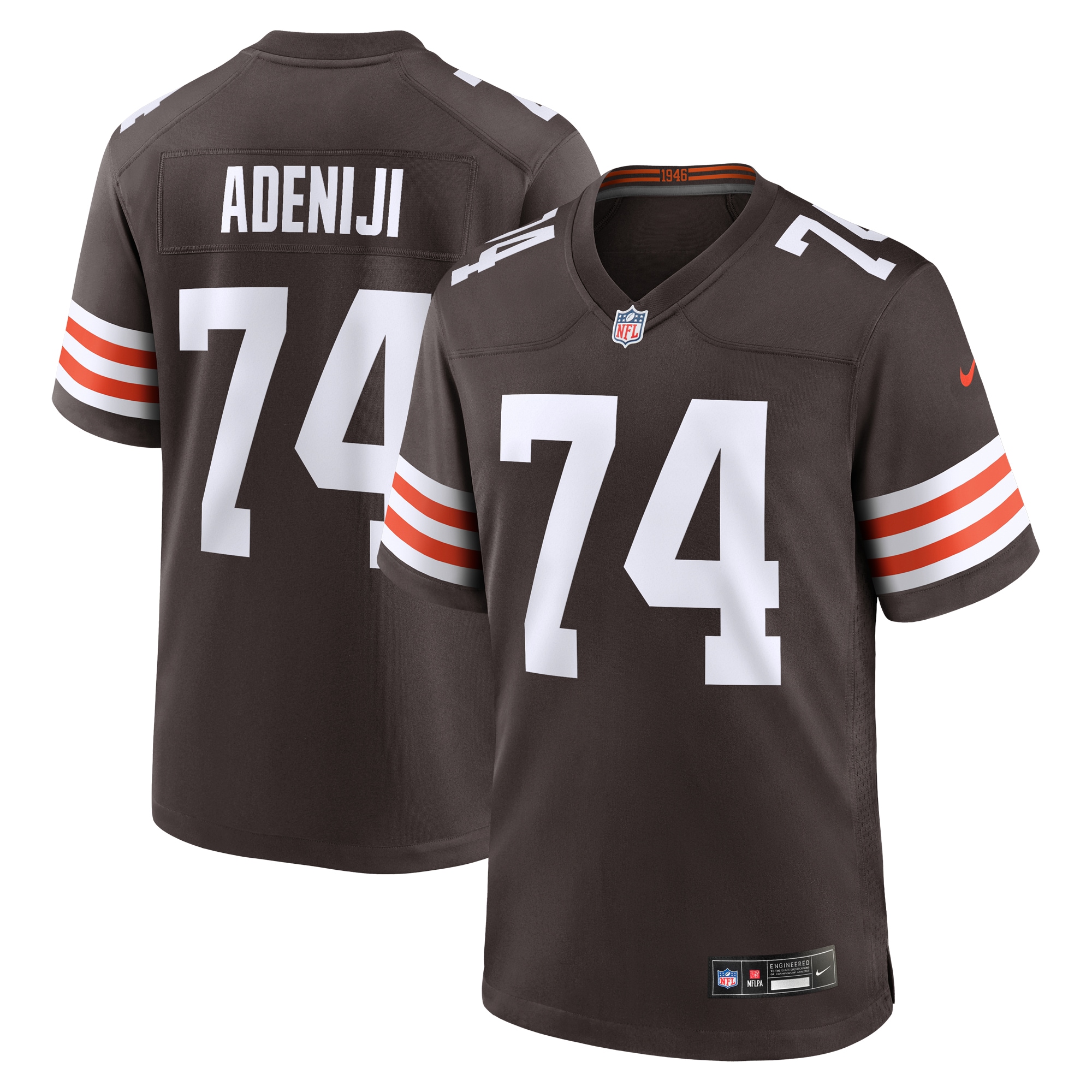 Men's Cleveland Browns Hakeem Adeniji Brown Game Jersey