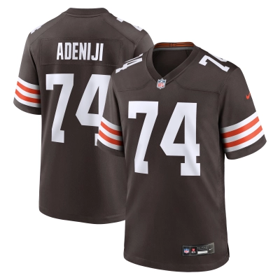Men's Cleveland Browns Hakeem Adeniji Brown Game Jersey 01