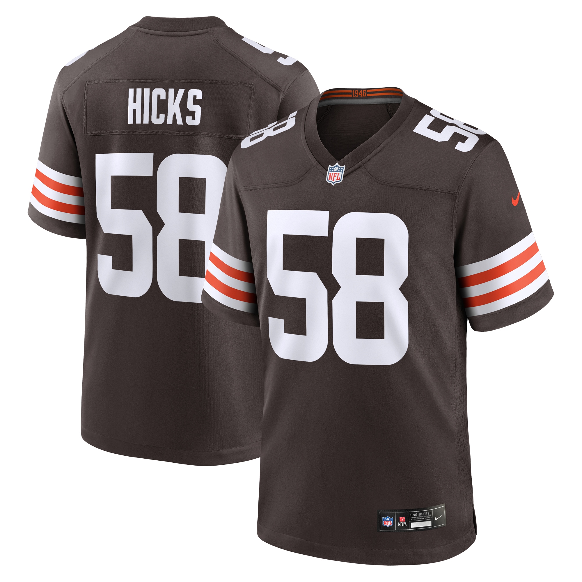 Men's Cleveland Browns Jordan Hicks Brown Game Jersey