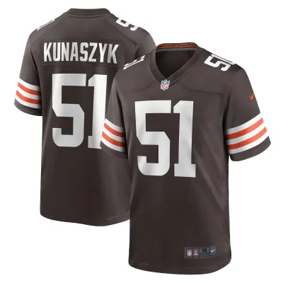 Men's Cleveland Browns Jordan Kunaszyk Brown Game Player Jersey 01