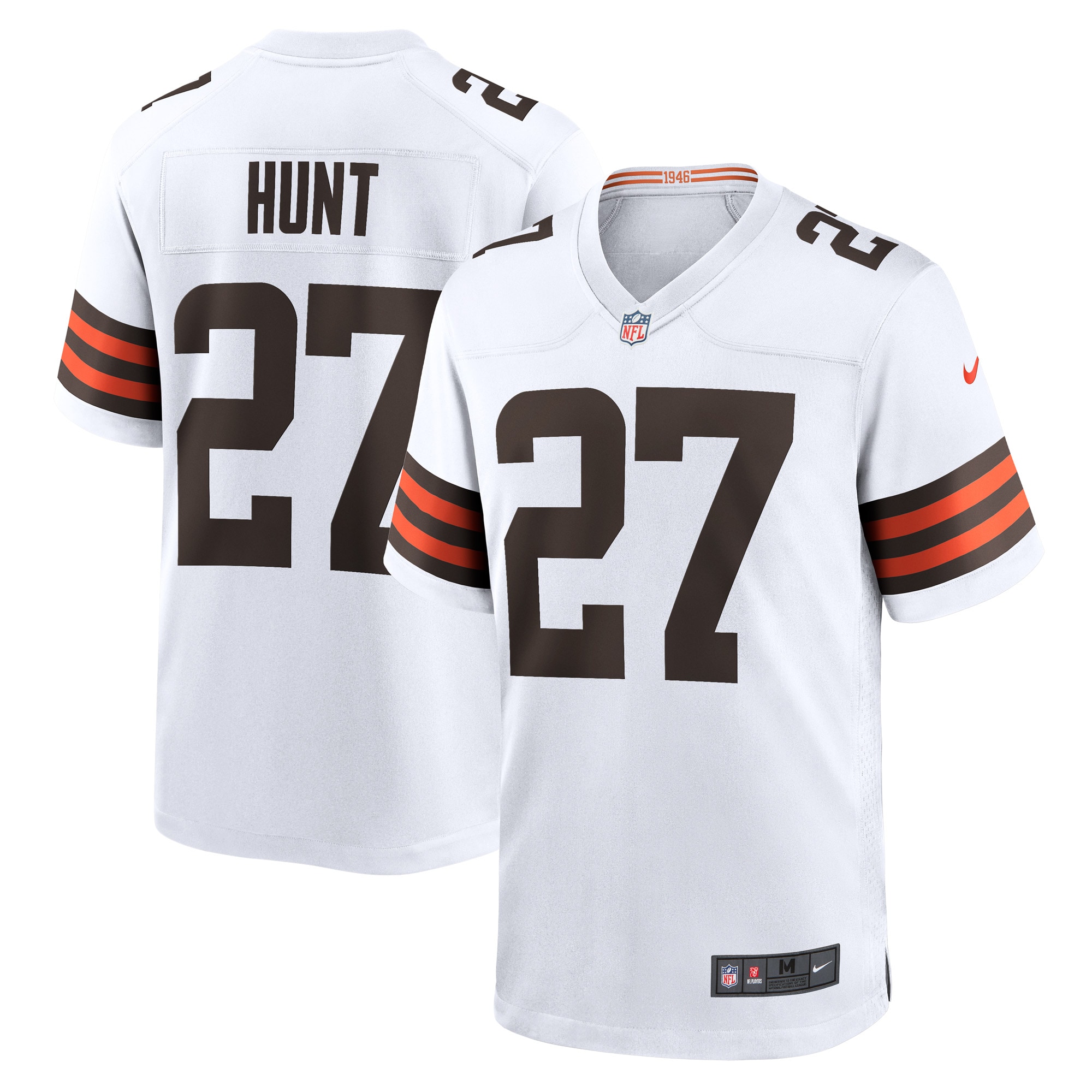 Men's Cleveland Browns Kareem Hunt White Game Player Jersey