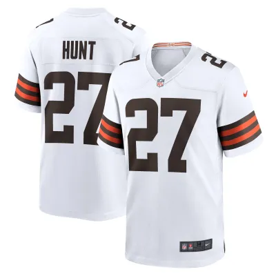 Men's Cleveland Browns Kareem Hunt White Game Player Jersey 01