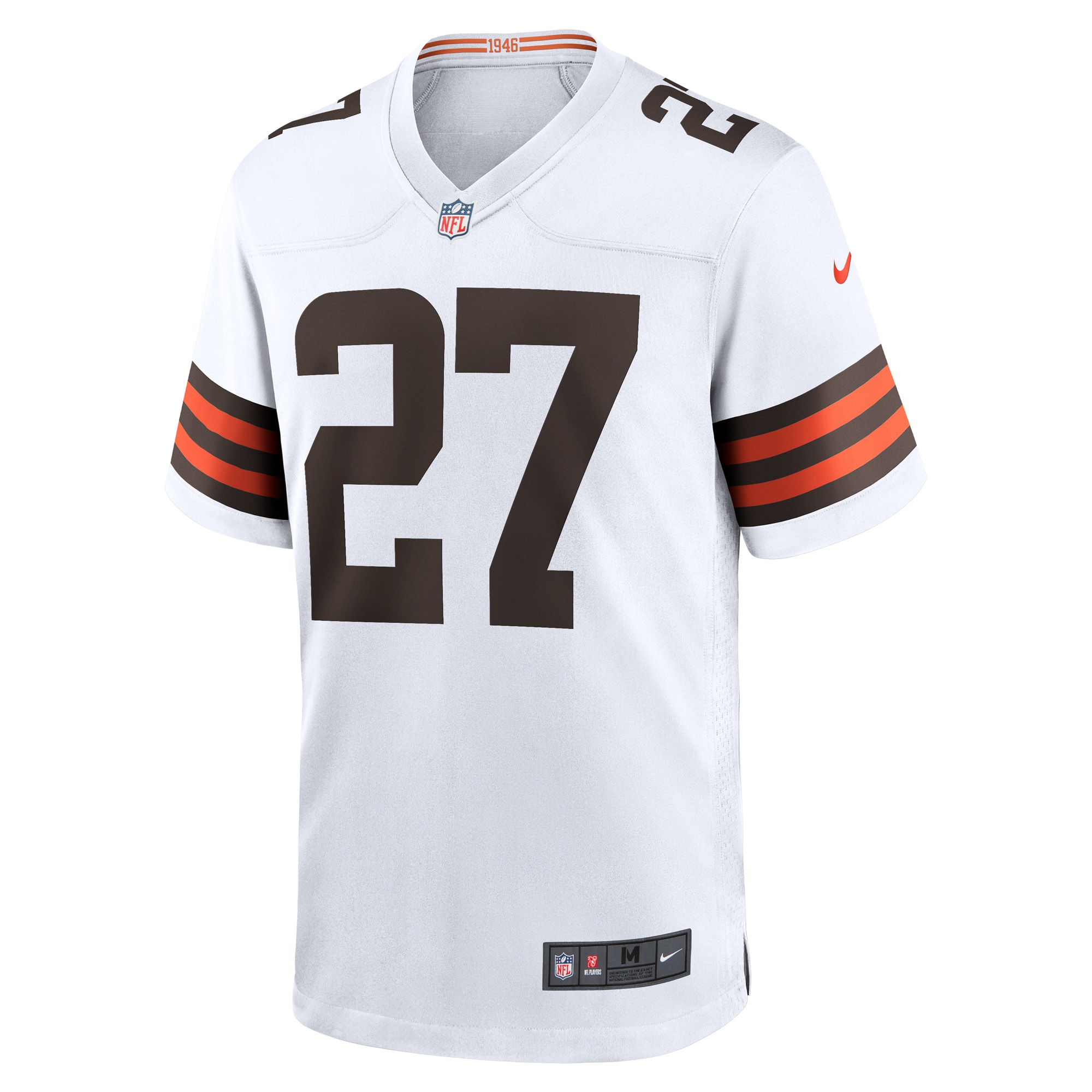 Men's Cleveland Browns Kareem Hunt White Game Player Jersey