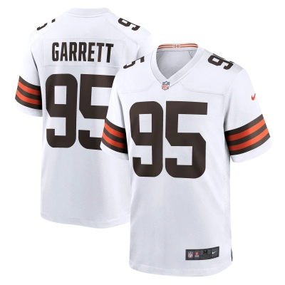 Men's Cleveland Browns Myles Garrett White Away Game Jersey 01