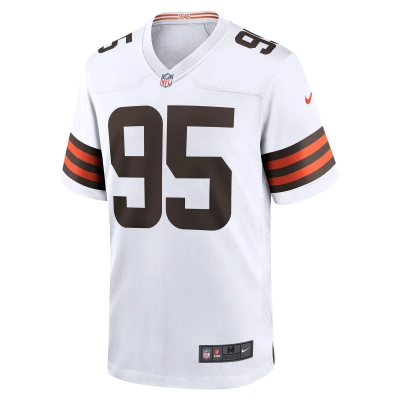 Men's Cleveland Browns Myles Garrett White Away Game Jersey 02