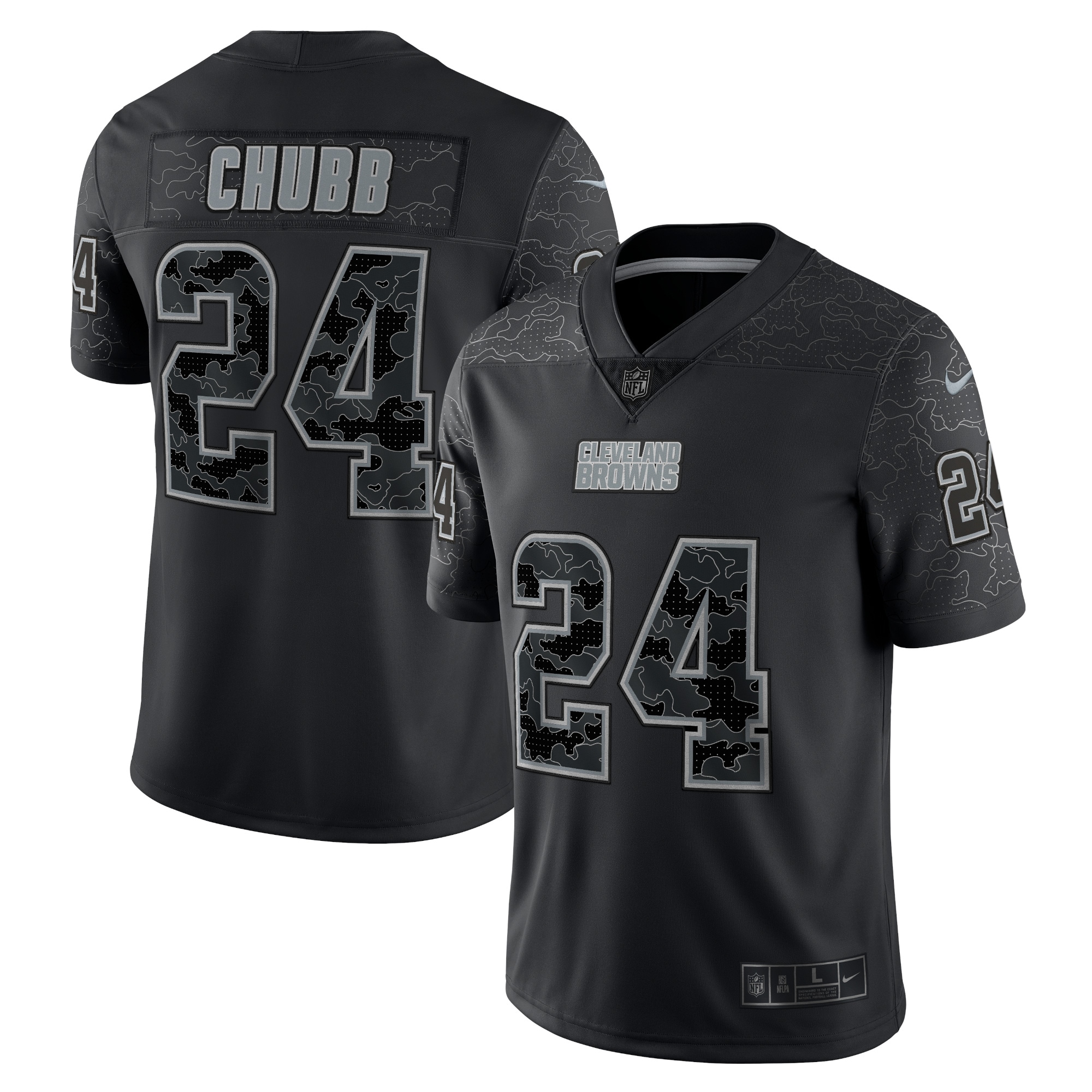 Men's Cleveland Browns Nick Chubb Black RFLCTV Limited Jersey