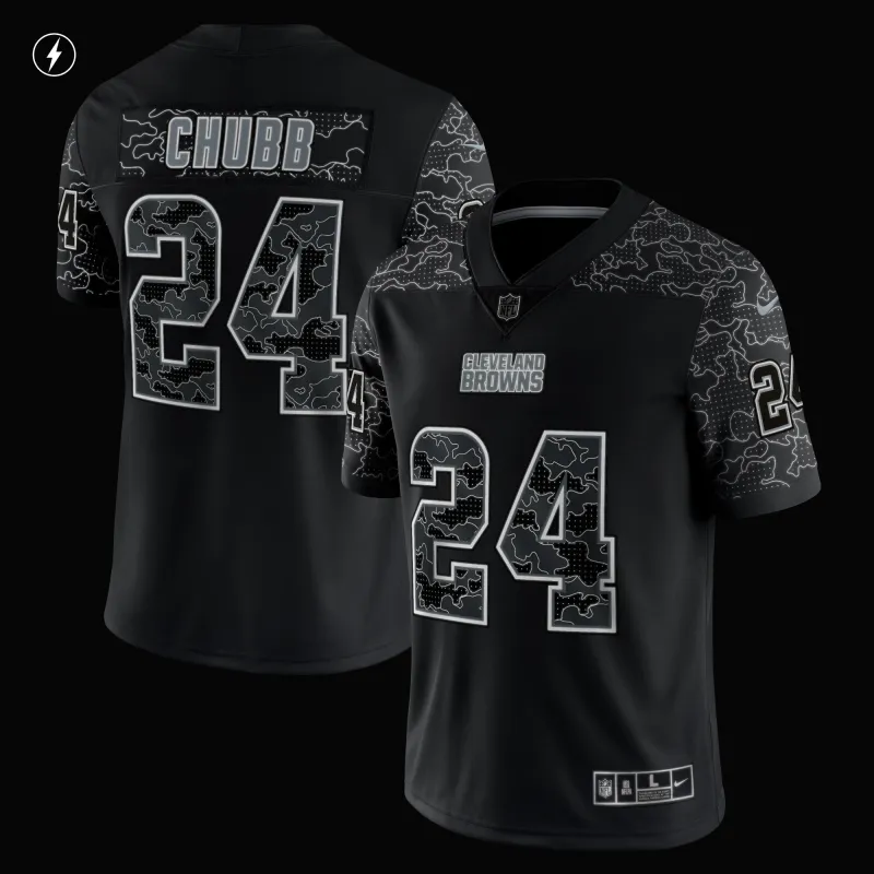 Men's Cleveland Browns Nick Chubb Black RFLCTV Limited Jersey
