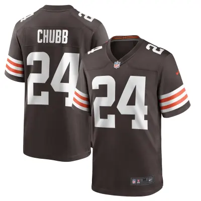 Men's Cleveland Browns Nick Chubb Brown Player Game Jersey 01