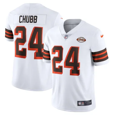 Men's Cleveland Browns Nick Chubb White 1946 Collection Alternate Vapor Limited Jersey 01