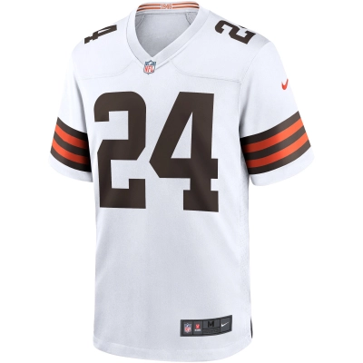 Men's Cleveland Browns Nick Chubb White Game Jersey 02
