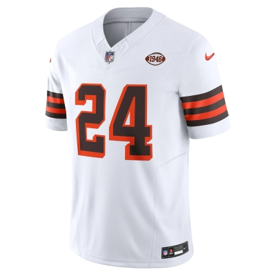 Men's Cleveland Browns Nick Chubb White Vapor F.U.S.E. Limited Jersey 02