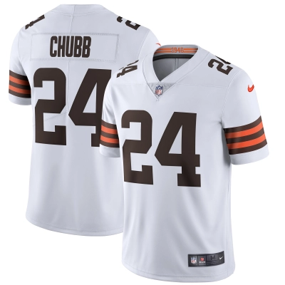 Men's Cleveland Browns Nick Chubb White Vapor Limited Jersey 01