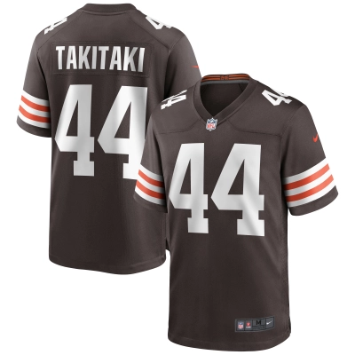 Men's Cleveland Browns Sione Takitaki Brown Game Jersey 01