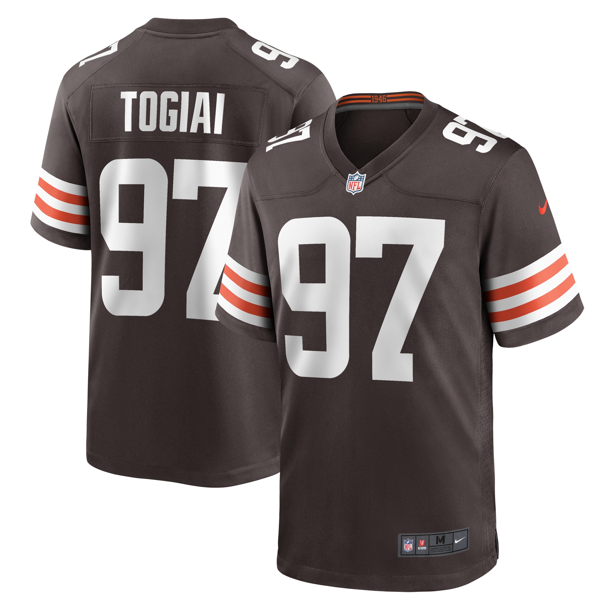 Men's Cleveland Browns Tommy Togiai Brown Game Jersey