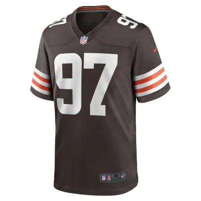 Men's Cleveland Browns Tommy Togiai Brown Game Jersey 02