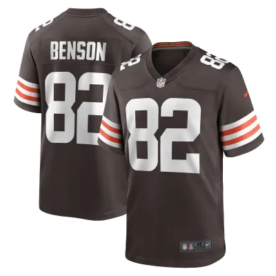 Men's Cleveland Browns Trinity Benson Brown Team Game Jersey 01