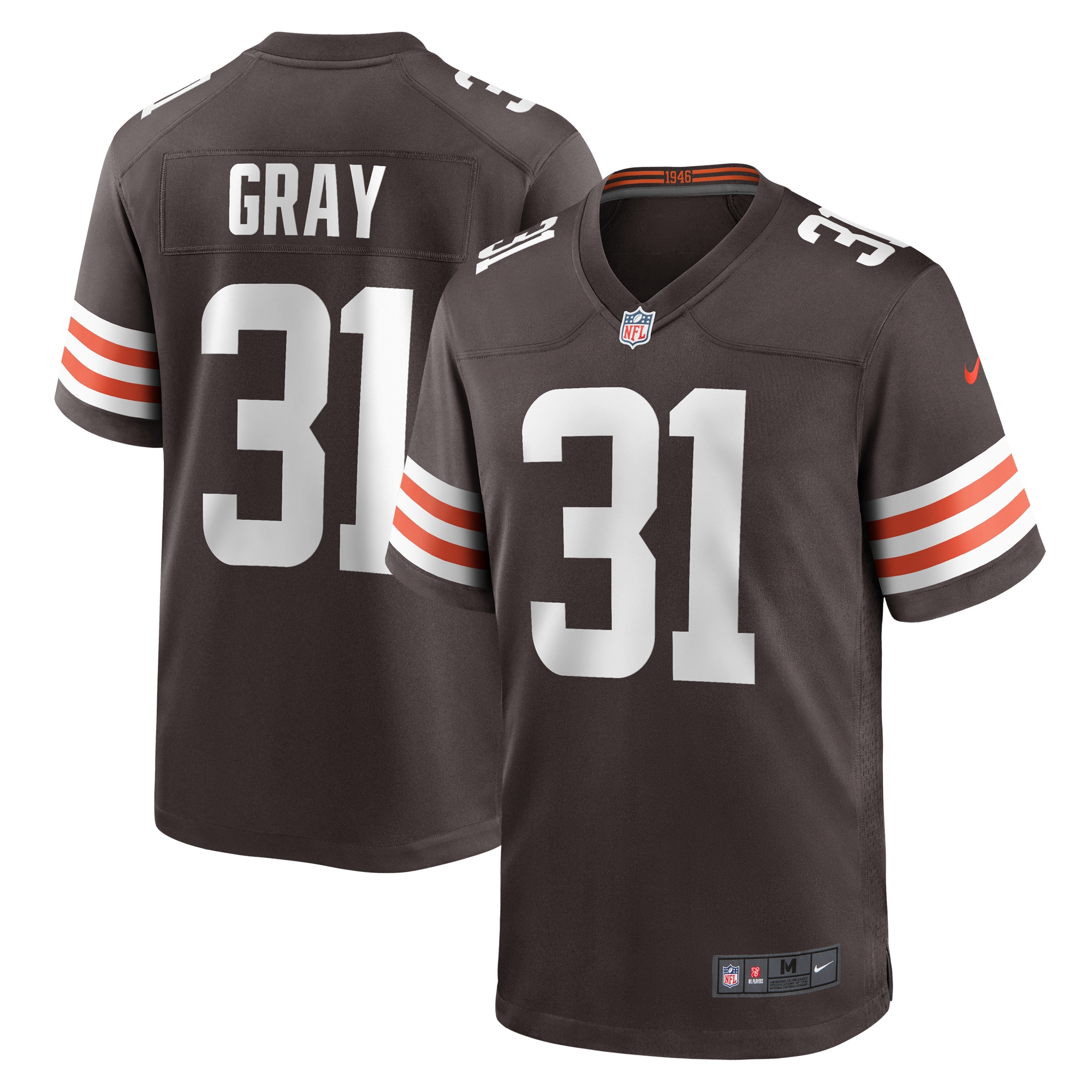 Men's Cleveland Browns Vincent Gray Brown Team Game Jersey
