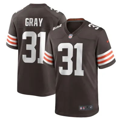 Men's Cleveland Browns Vincent Gray Brown Team Game Jersey 01