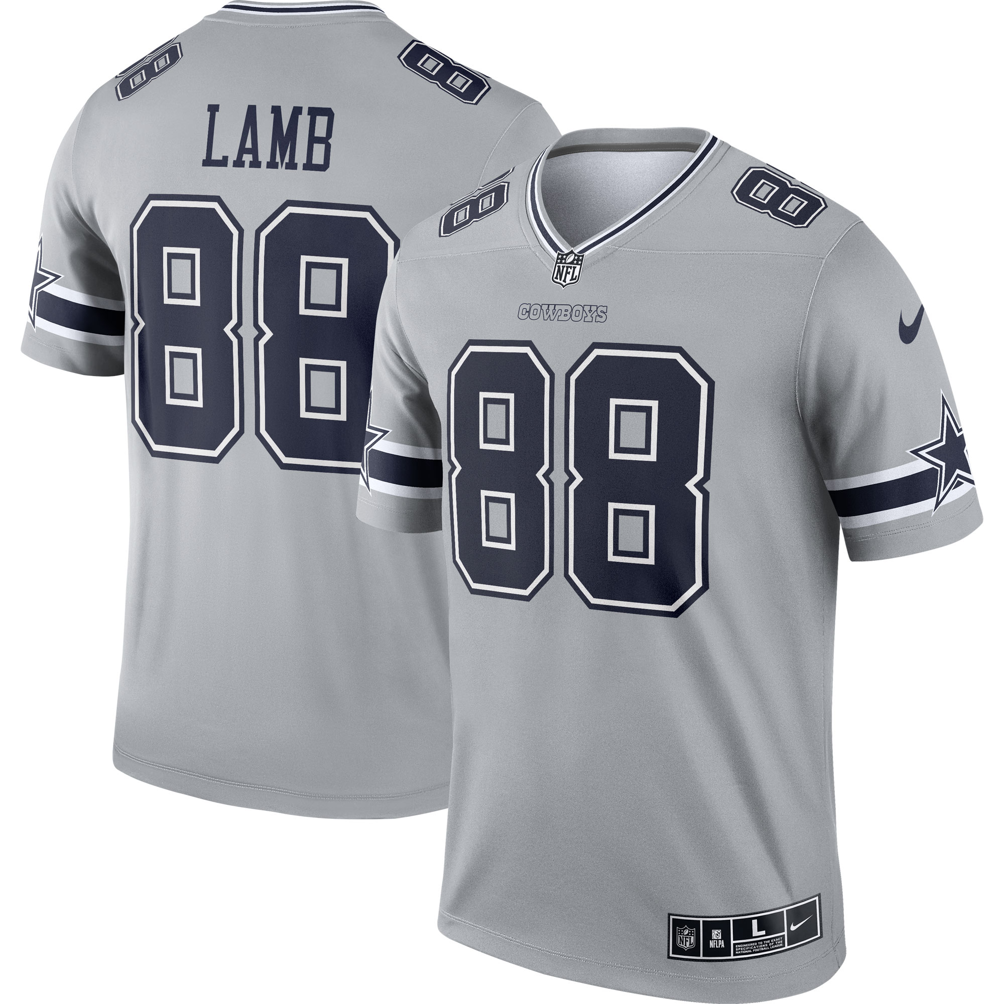 Men's Dallas Cowboys CeeDee Lamb Gray Inverted Legend Jersey