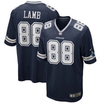 Men's Dallas Cowboys CeeDee Lamb Navy Game Jersey 01