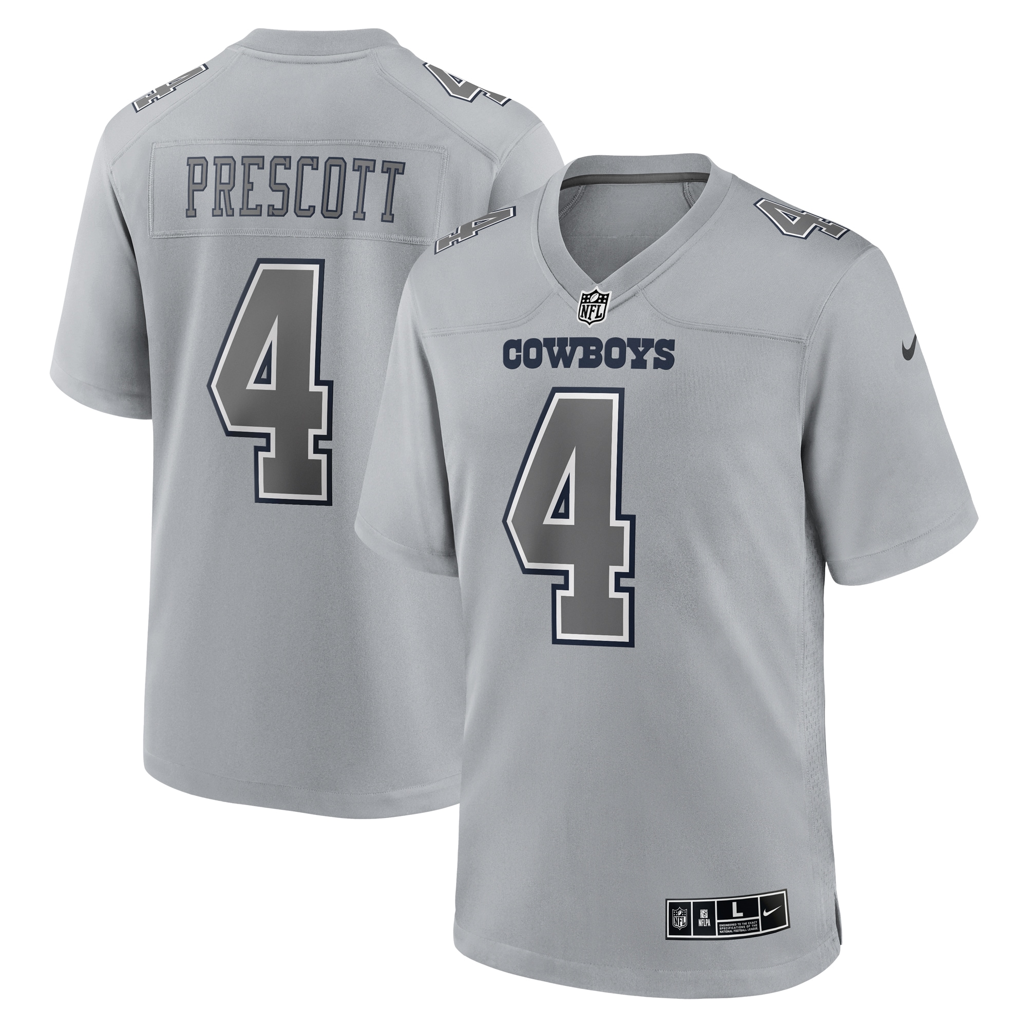 Men's Dallas Cowboys Dak Prescott Gray Atmosphere Fashion Game Jersey